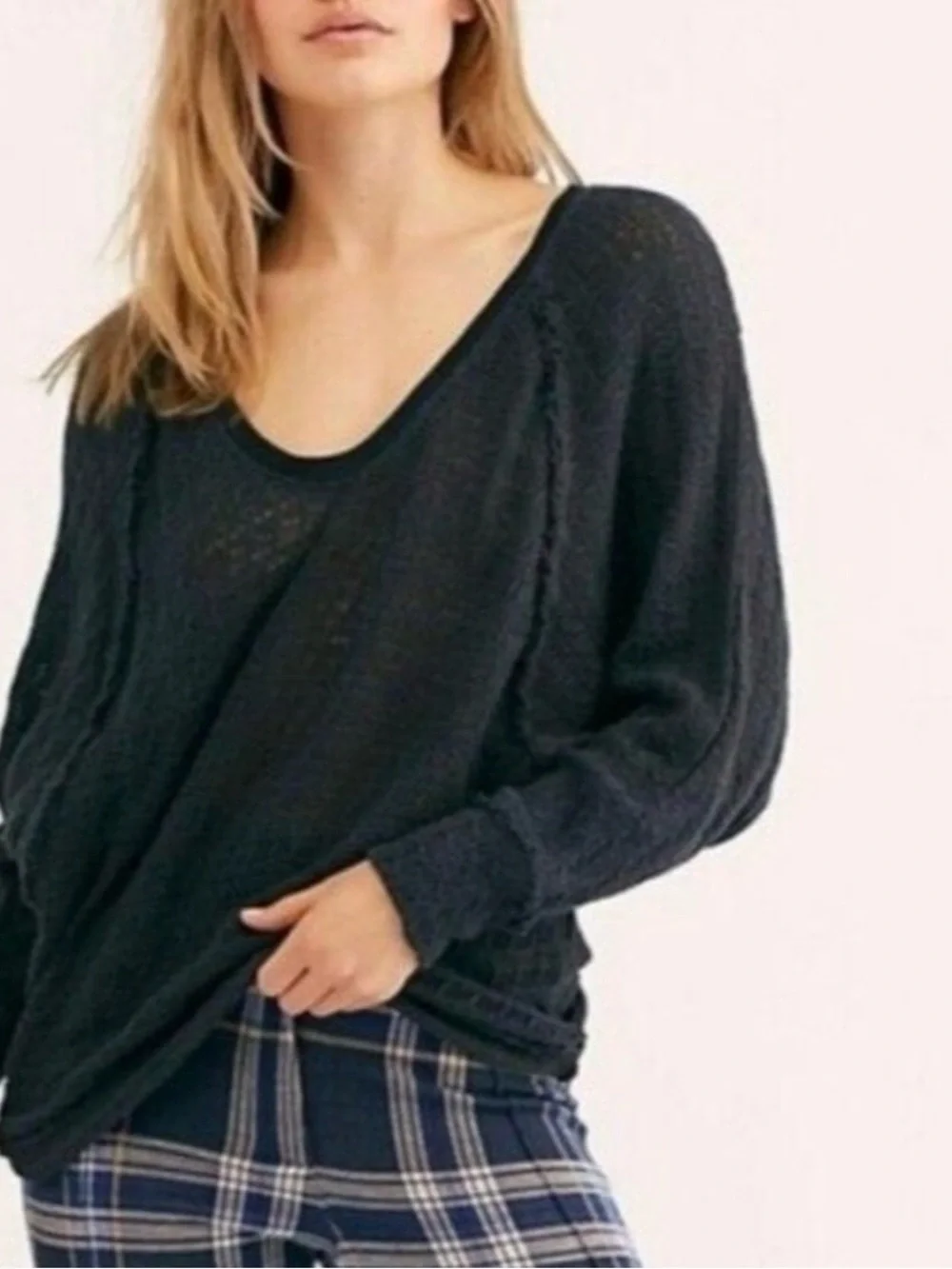 Free People We The Free Thiens Hacci Open Knit Dolman Slouchy Sweater Sz Medium